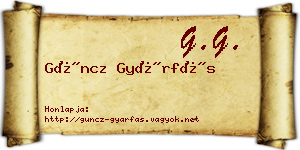 Güncz Gyárfás névjegykártya
